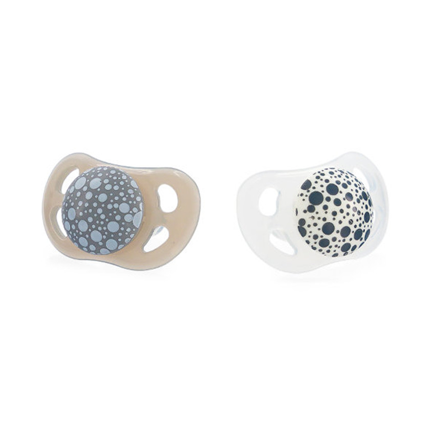 Set de sucettes en silicone 0-6 mois - Vert pastel/Blanc 