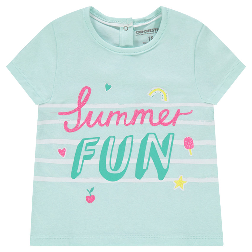 Tee-shirt en coton à message pailleté printé