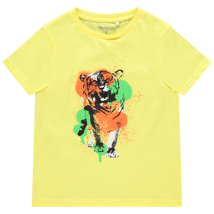 T-shirt manches courtes en coton à imprimé fantaisie Main T-shirt manches courtes en coton à imprimé fantaisie