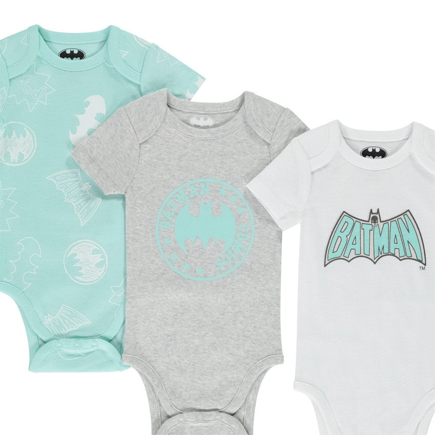 Lot de 3 bodies manches courtes Batman Warner pour bébé garçon 