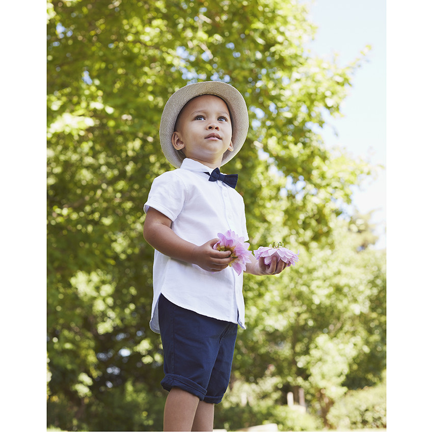 Bermuda coupe chino uni en coton armuré pour bébé garçon 