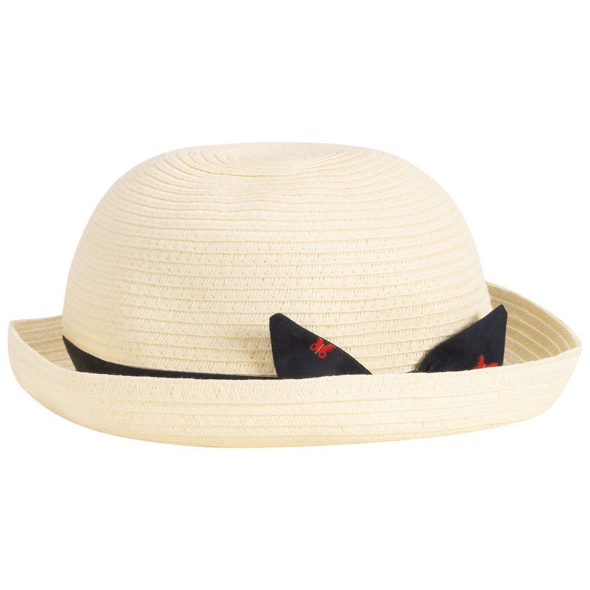 Chapeau melon avec galon papillons à nœud pour bébé fille 