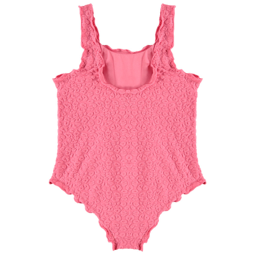 Maillot de bain 1 pièce uni avec motif animalier en relief pour fille 