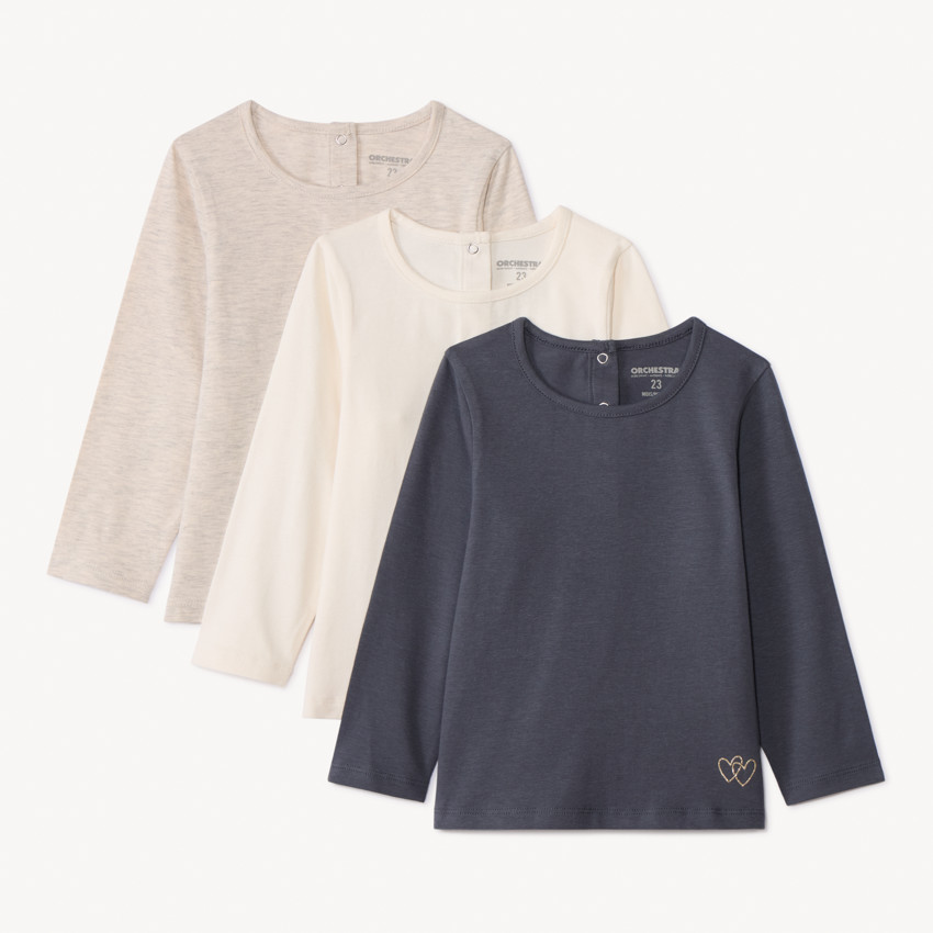 Lot de 3 t-shirts manches courtes uni pour bébé fille 