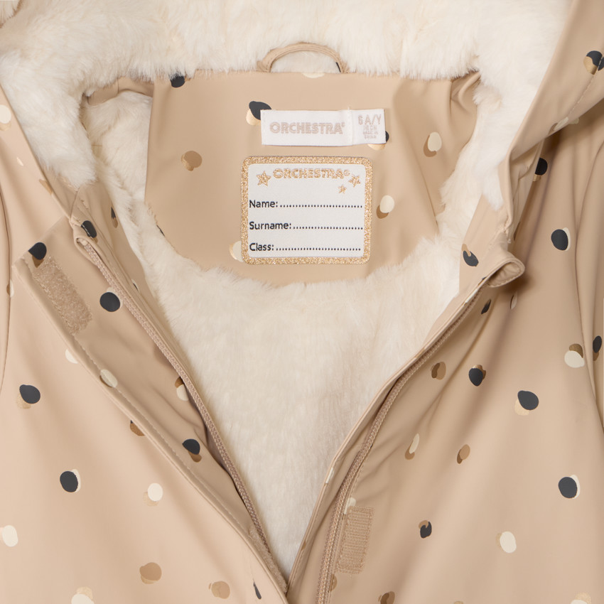 Parka gomme imprimé pois et doublée pour fille 