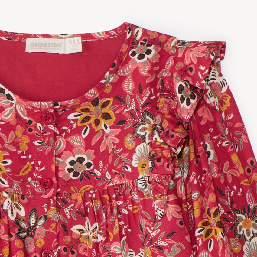 Blouse manches longues imprimé fleuri pour fille 