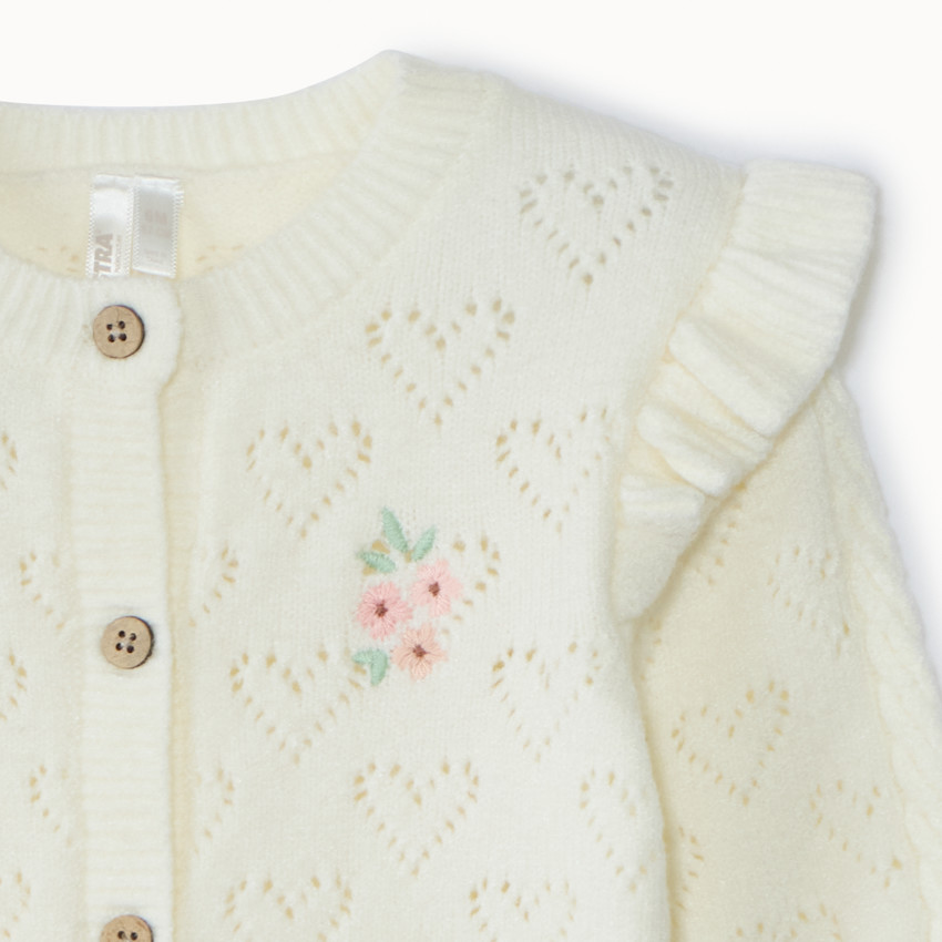 Gilet à manches longues en tricot ajouré pour bébé fille 