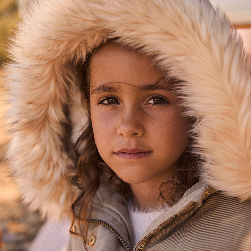 Parka déperlante à capuche effet fourrure pour fille 