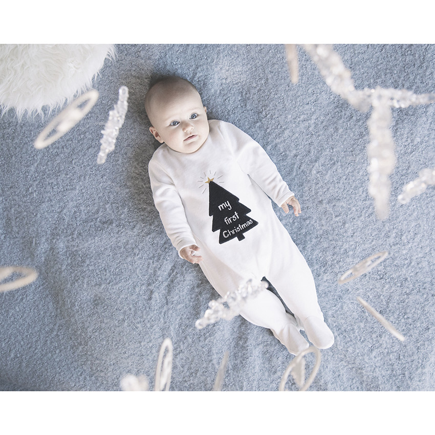Dors bien en velours motif sapin de Noel pour bebe