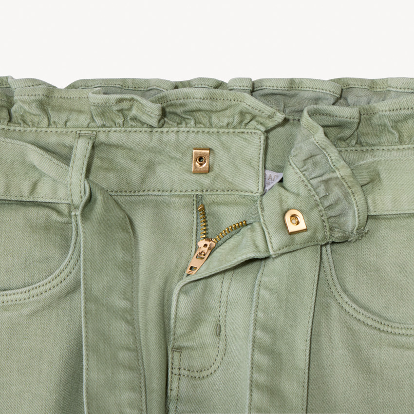 Jean paperbag uni avec ceinture à nouer pour fille 