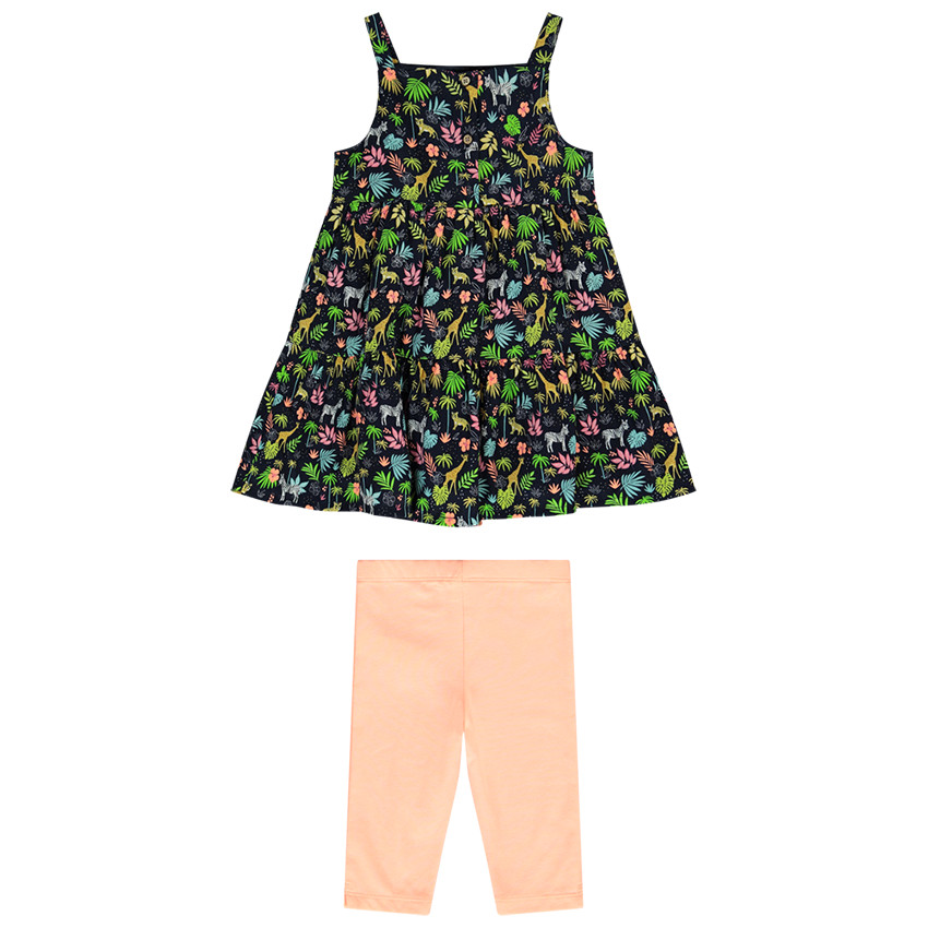 Ensemble robe à bretelles + corsaire pour bébé fille 