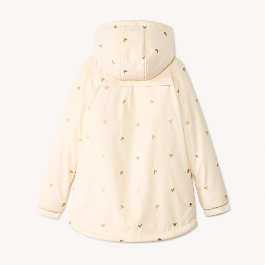 Parka en gomme et velours avec imprimé cœur irisé pour fille 