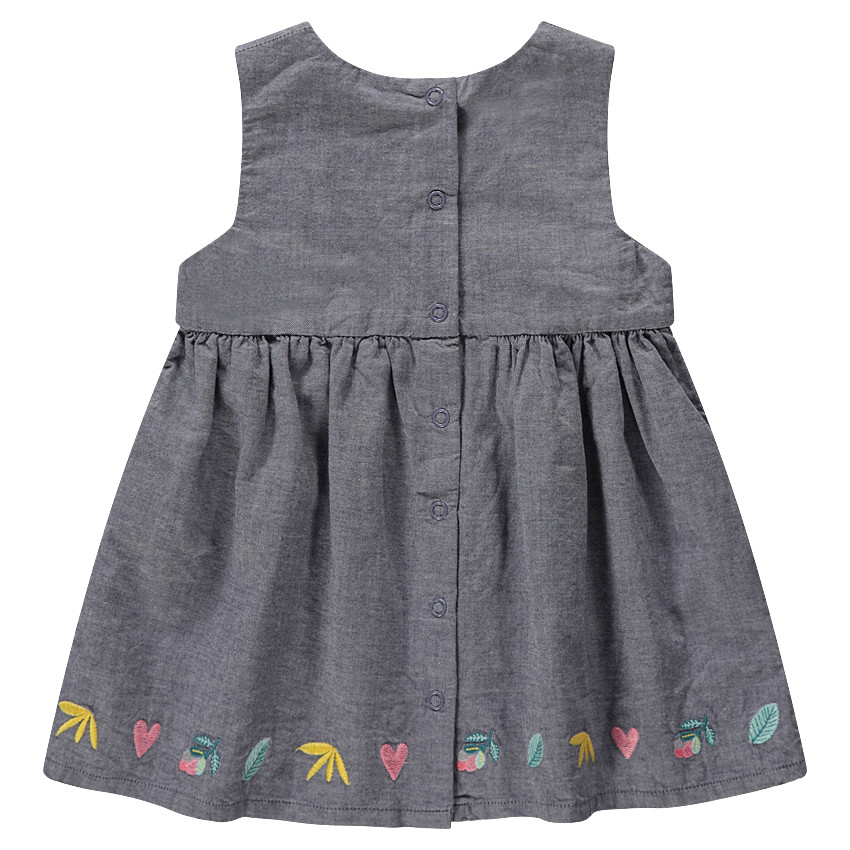 Robe sans manches avec chat brodé sur le devant et motifs colorés 