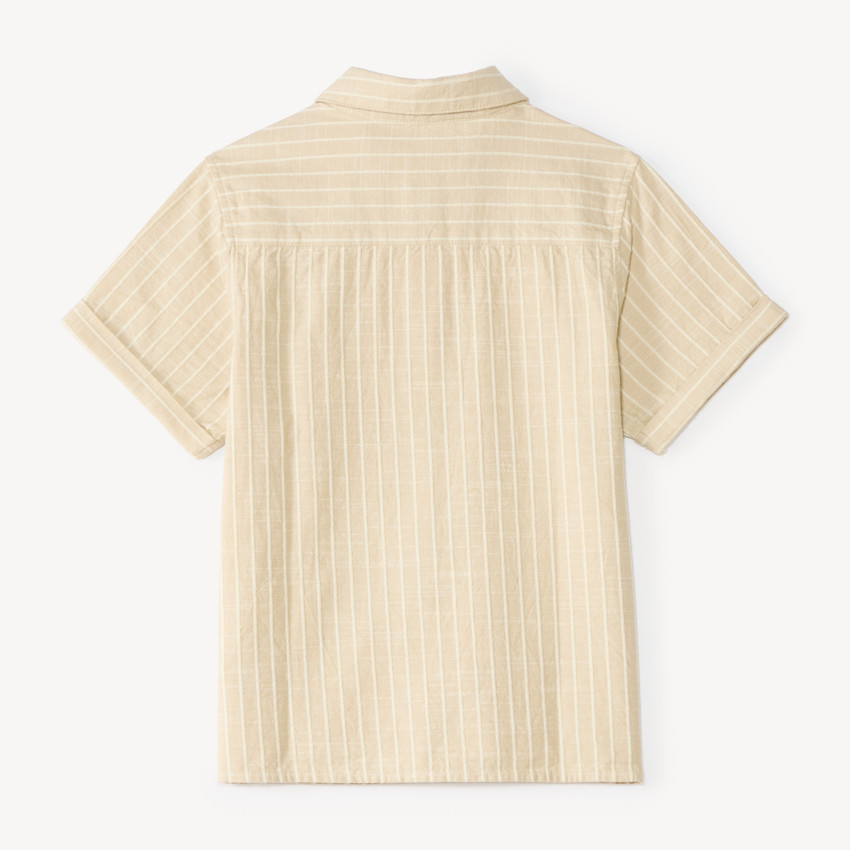 Chemise garçon manches courtes en toile à rayures 