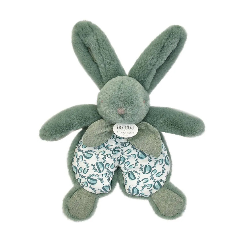 Doudou plat Lapin 18 cm vert sauge 