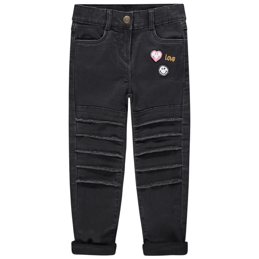 Jeans slim doublé jersey avec Smiley brodé au dos 