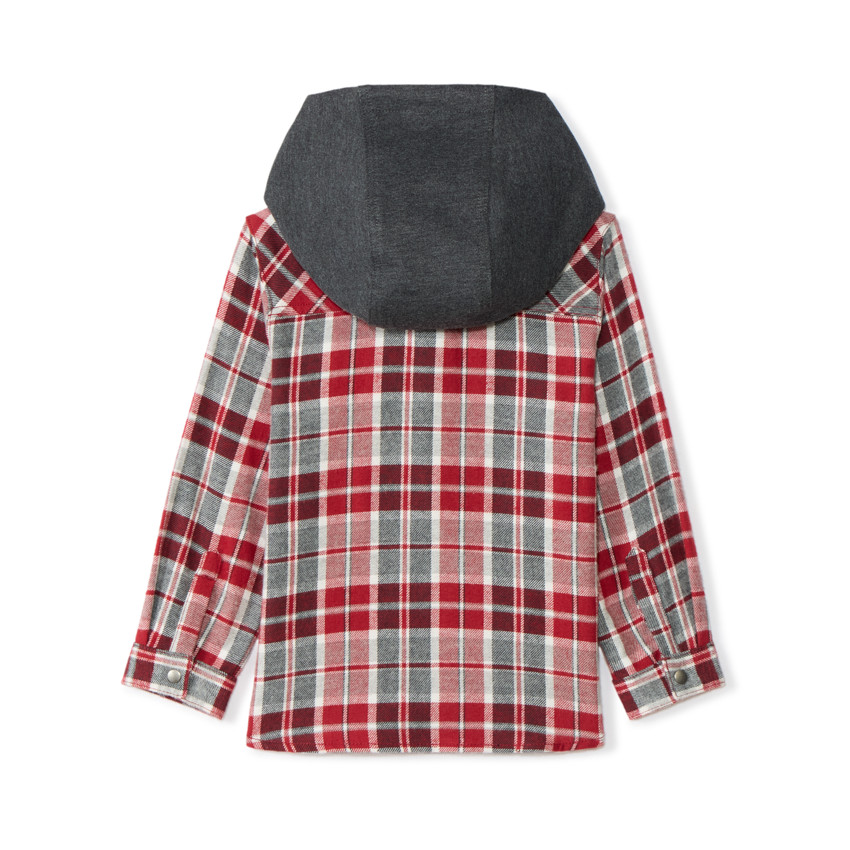 Chemise manches longues à carreaux et capuche pour bébé garçon 