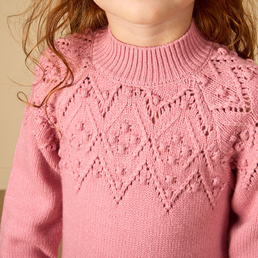 Robe manches longues en tricot uni pour bébé fille 