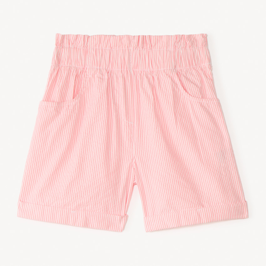 Short paperbag en toile rayée pour fille 