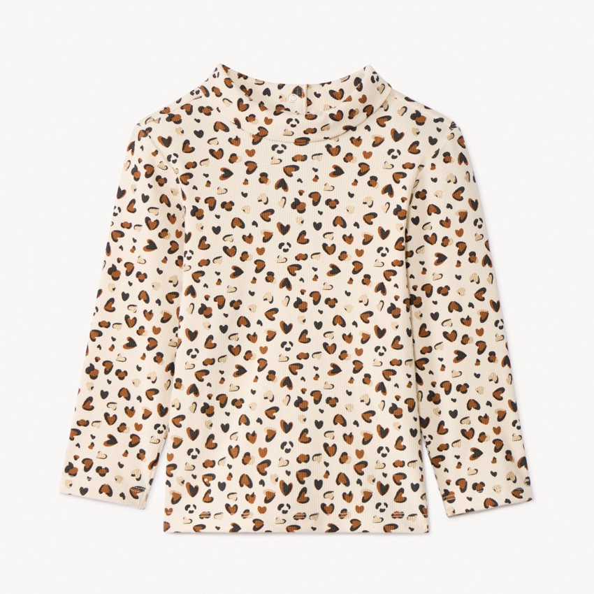 Sous-pull imprimé cœur fantaisie et col cheminé pour bébé fille