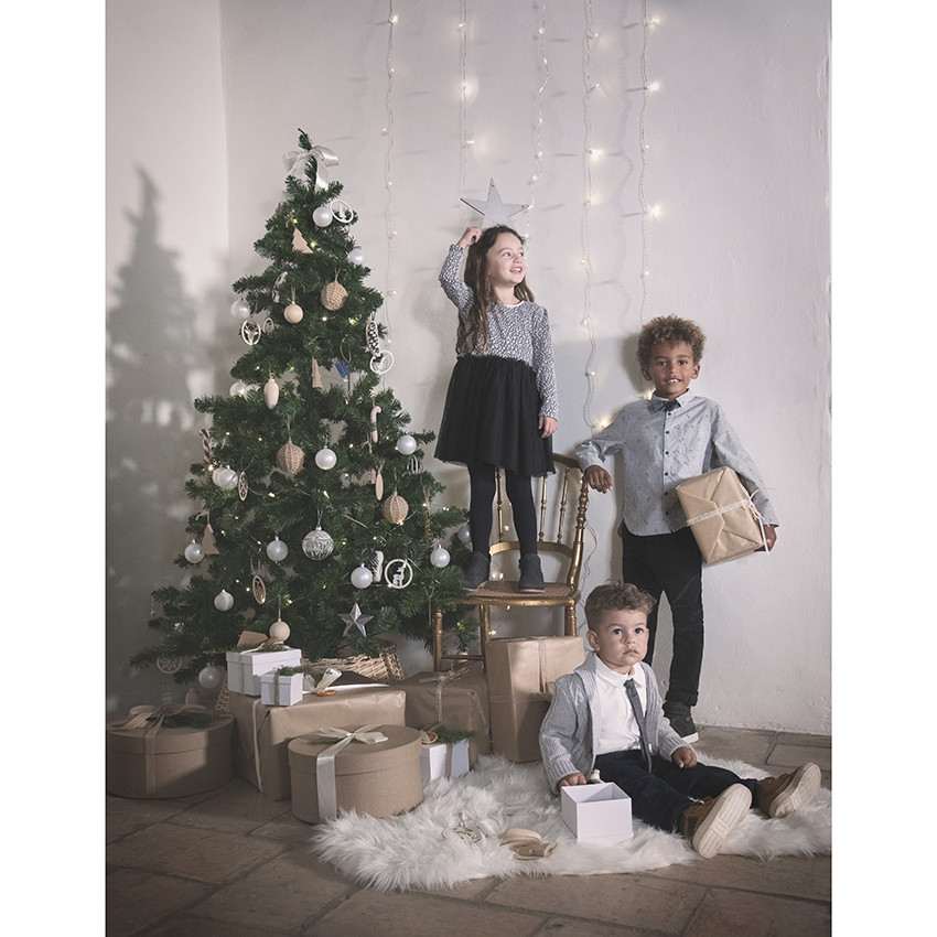 Chemise manches longues imprimée avec noeud papillon amovible 