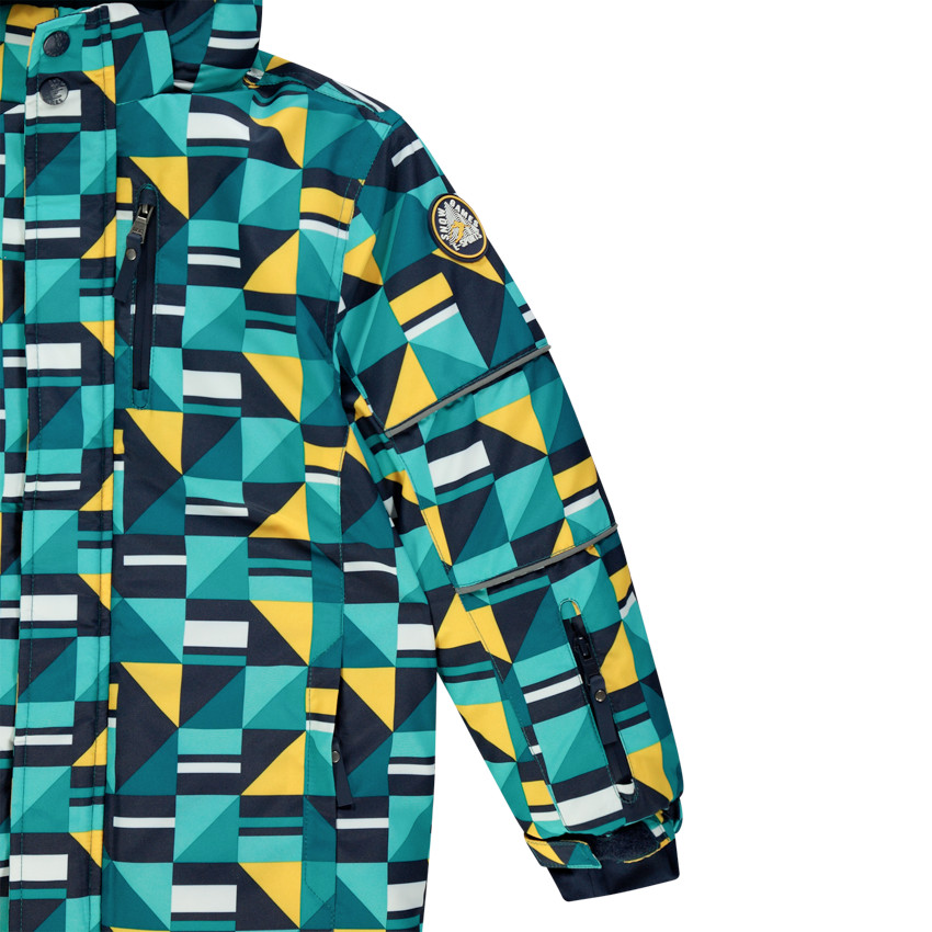 Blouson de ski imperméable à imprimé géométrique all-over 