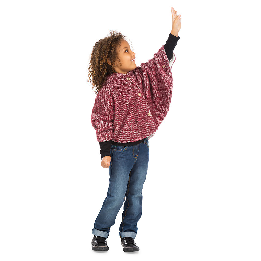 Cape à capuche en molleton et sherpa fantaisie  