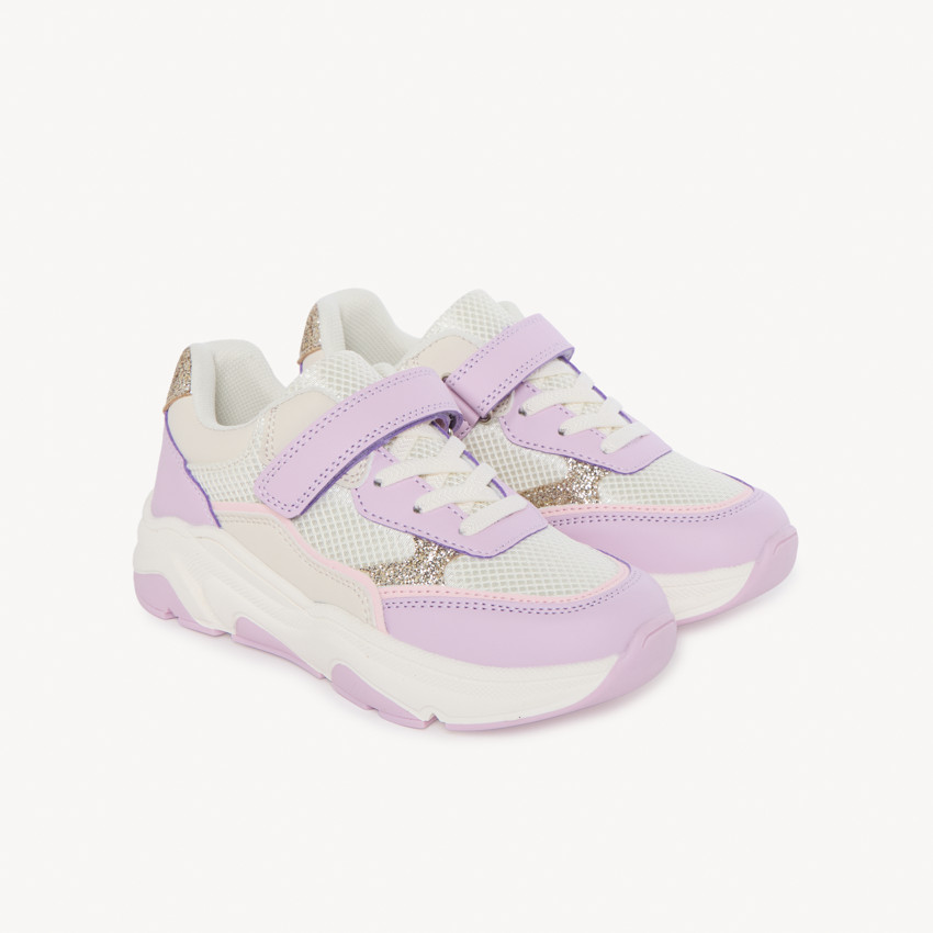 Baskets de sport à mesh et paillettes pour fille