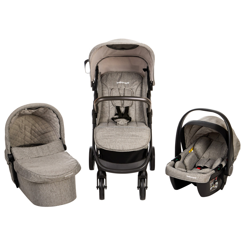 Poussette trio Triade avec siège-auto et nacelle gris