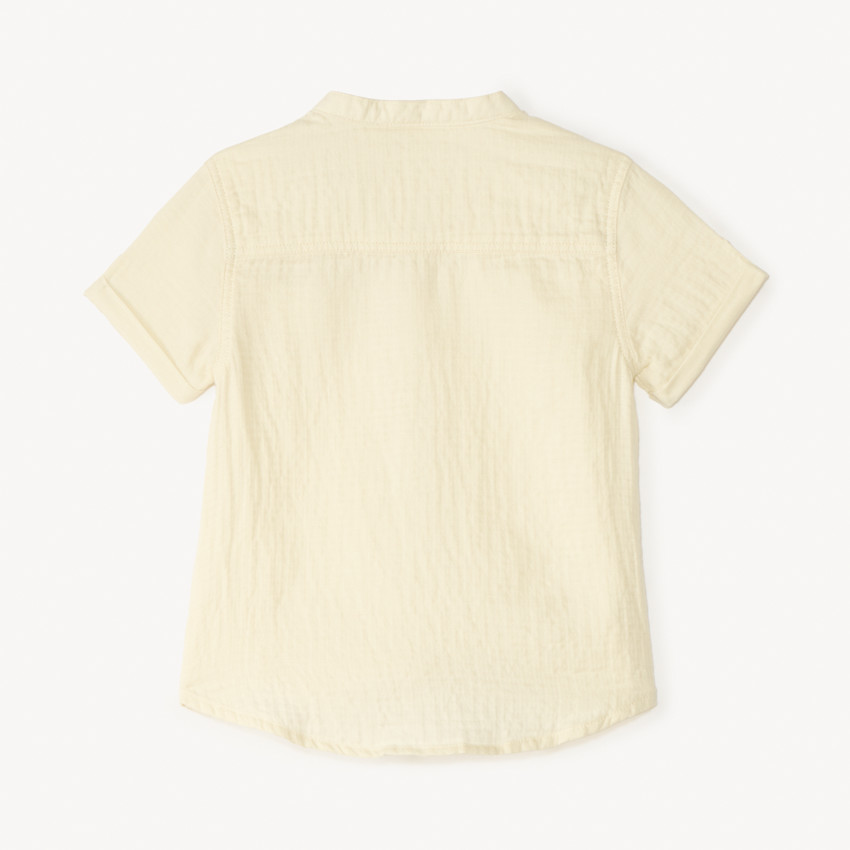 Chemise manches courtes col mao en gaze pour bébé garçon 