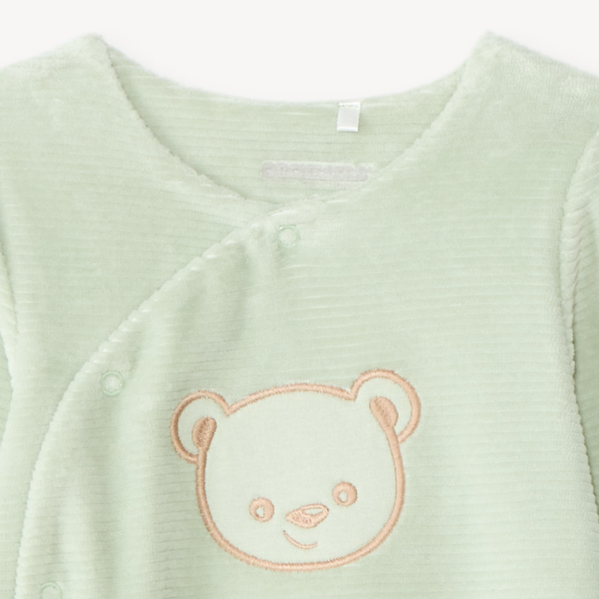 Dors-bien bébé en velours bébé broderie ourson 