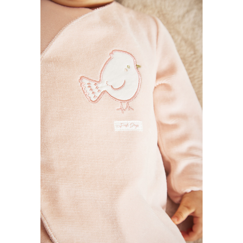 Dors-bien en velours fantaisie patch oiseau pour bébé fille 