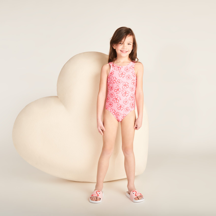 Maillot de bain 1 pièce imprimé fleurs de tiaré pour fille 