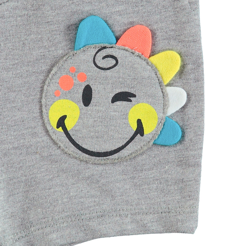 Ensemble avec tee-shirt print Smiley et bermuda avec Smiley patchés 