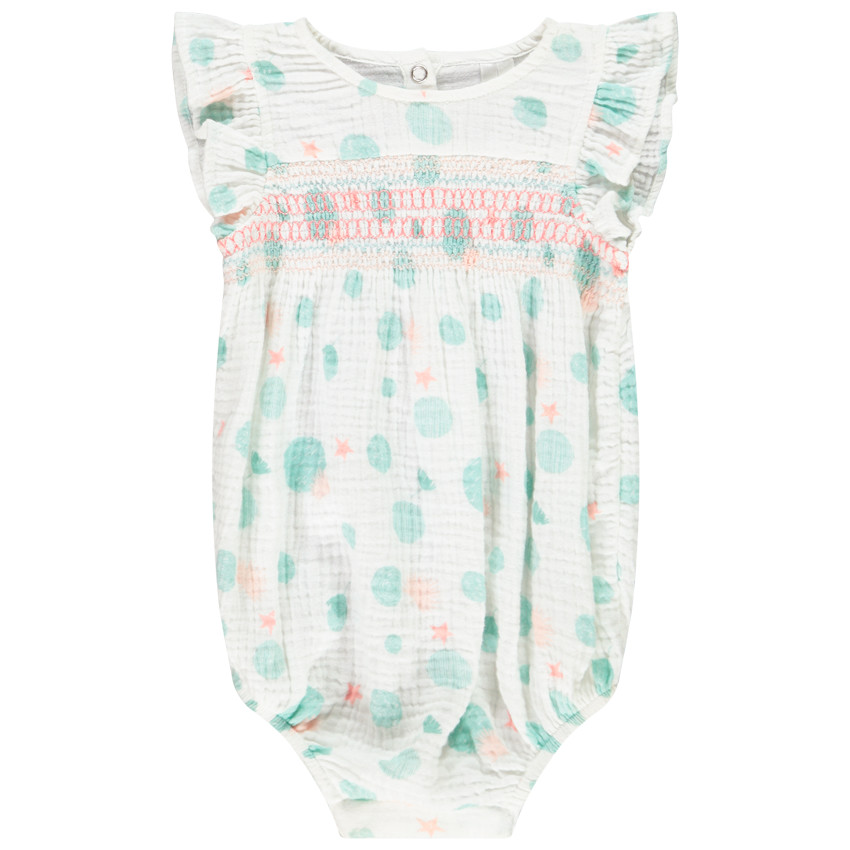 Combinaison courte sans manche en gaze de coton pour bébé fille