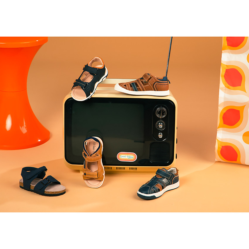 Sandales effet cuir pour enfant garçon à scratch 