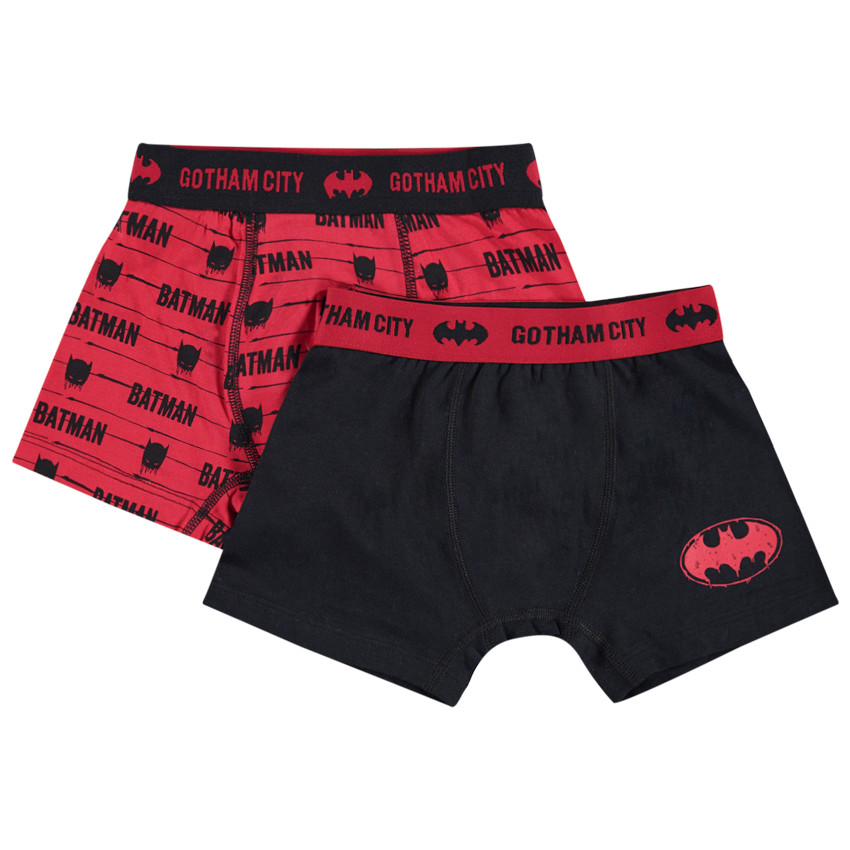 Lot de 2 boxer en coton noir / rouge print Warner Batman 