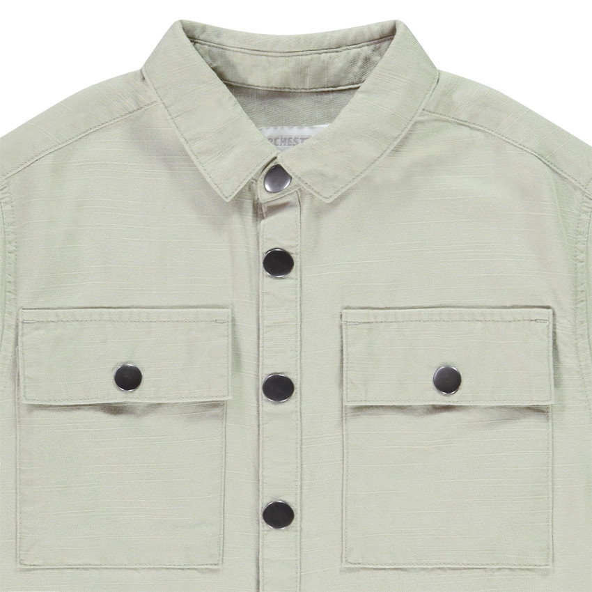 Chemise manches longues unie en toile avec poches pour garçon  