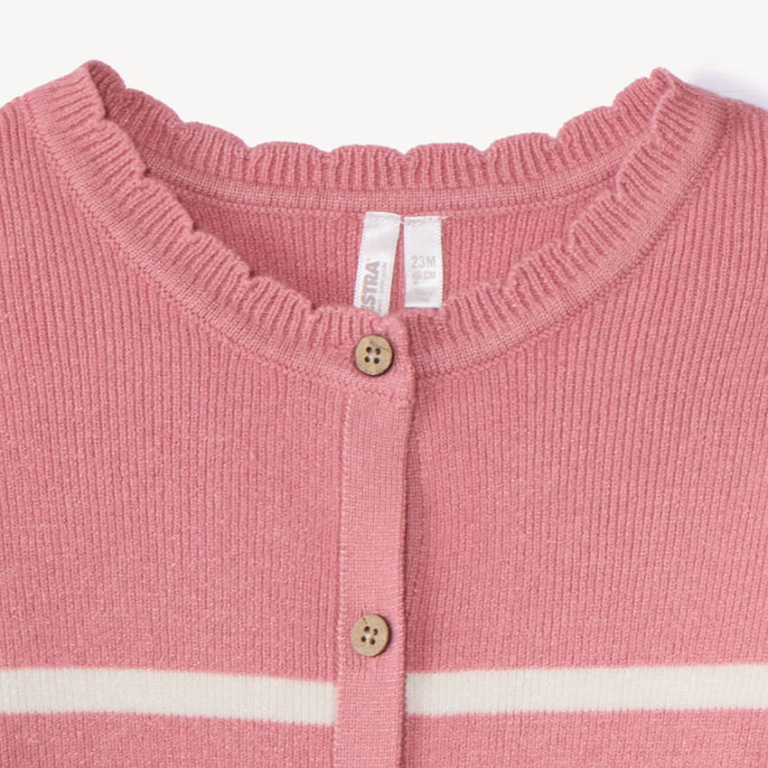 Gilet en tricot côtelé rayé pour bébé fille 