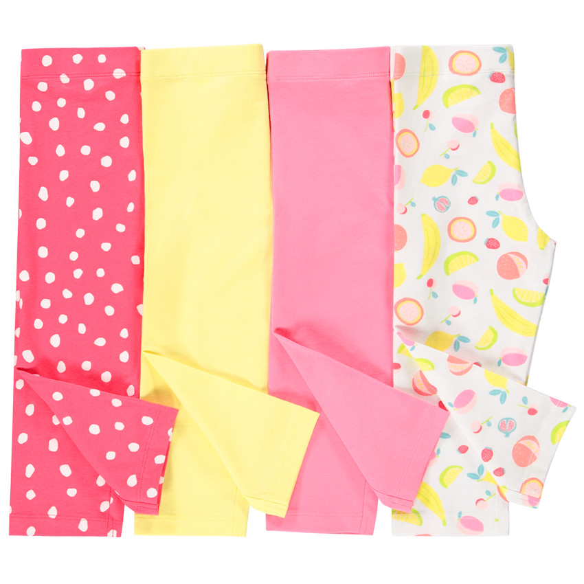 Lot de 4 leggings courts fantaisies pour enfant fille 