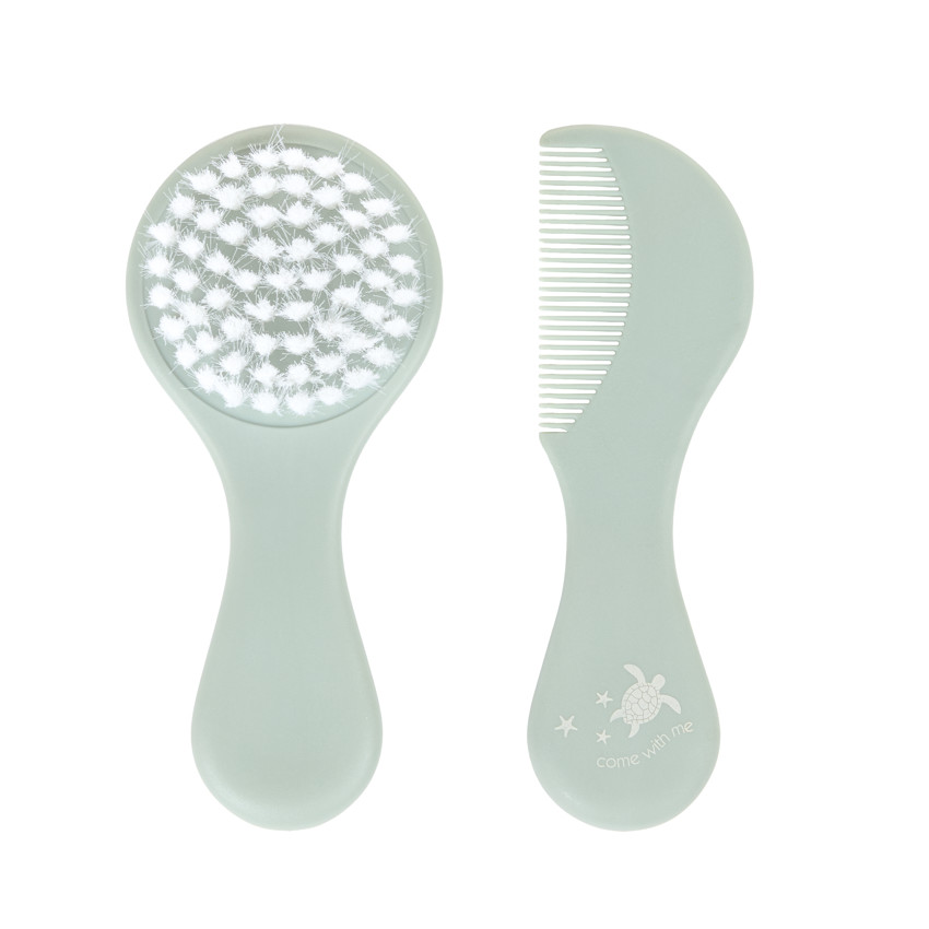Set de coiffure brosse et peigne vert 