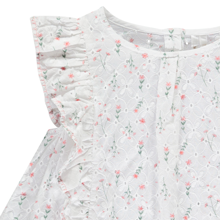 Ensemble 2 pièces avec tunique en broderie anglaise pour bébé fille 