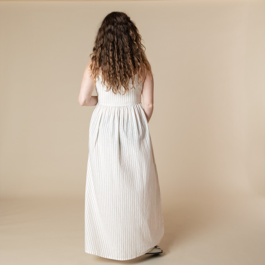 Robe longue de grossesse et d'allaitement rayée 