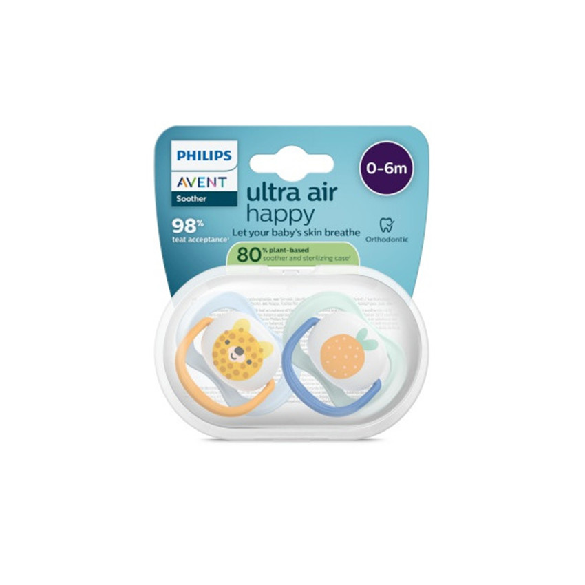 Lot de 2 sucettes silicone 0-6M Ultra Air décorées (lot aléatoire) 