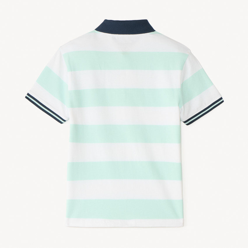 Polo manches courtes à rayures broderie bateau pour garçon 