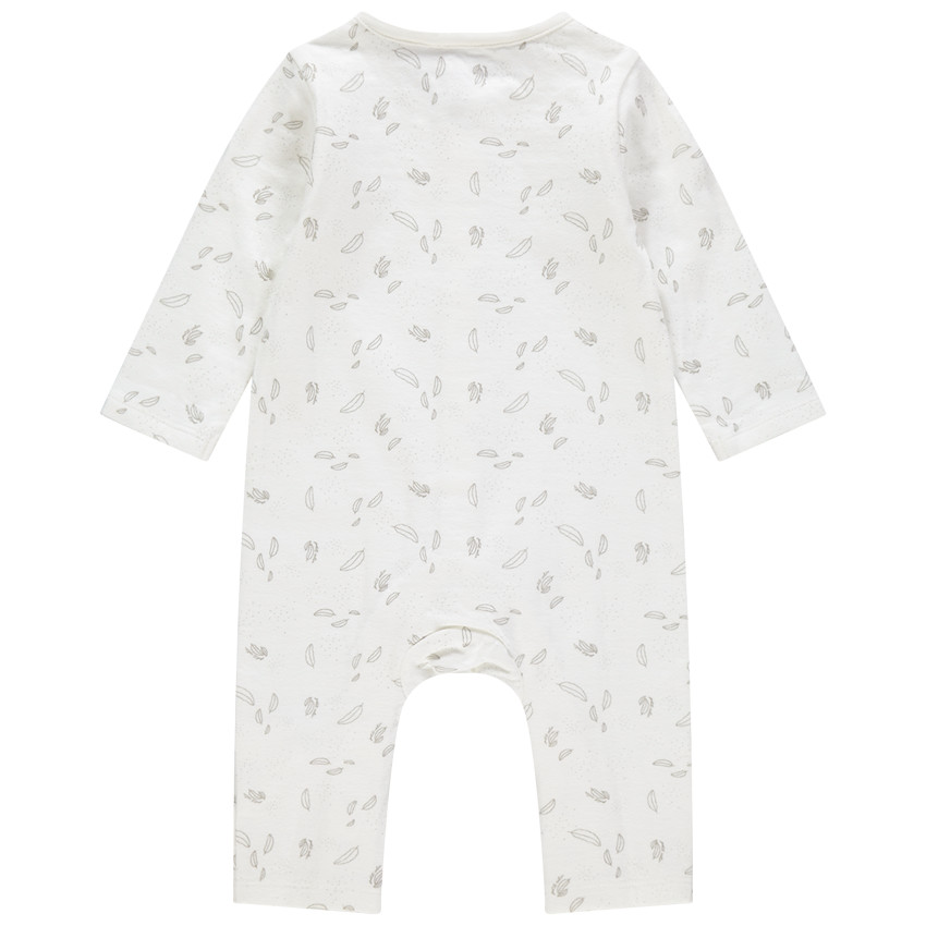 Combinaison longue à motifs plumes all-over en coton bio 