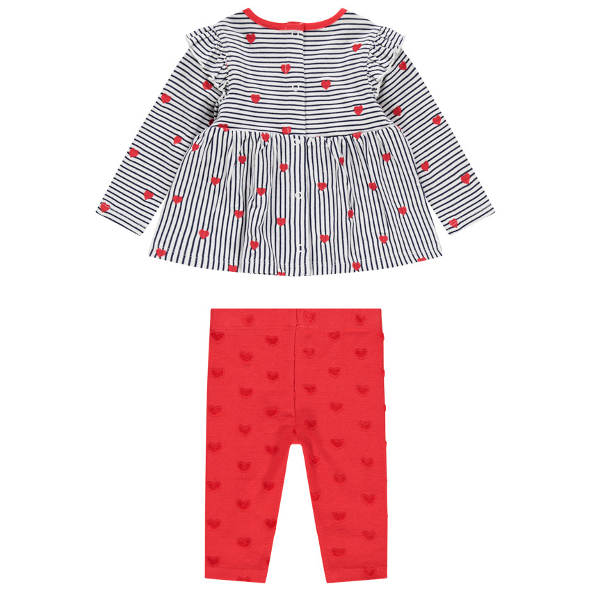 Ensemble bi-matière legging et tunique imprimé coeurs 