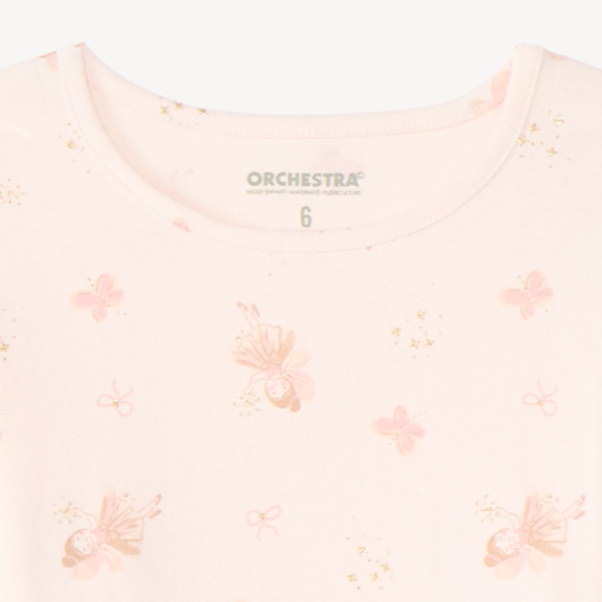 Ensemble de pyjama 2 pièces manches longues imprimé fée pour fille 