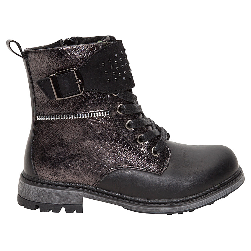 Boots noirs effet croco avec strass fantaisie 