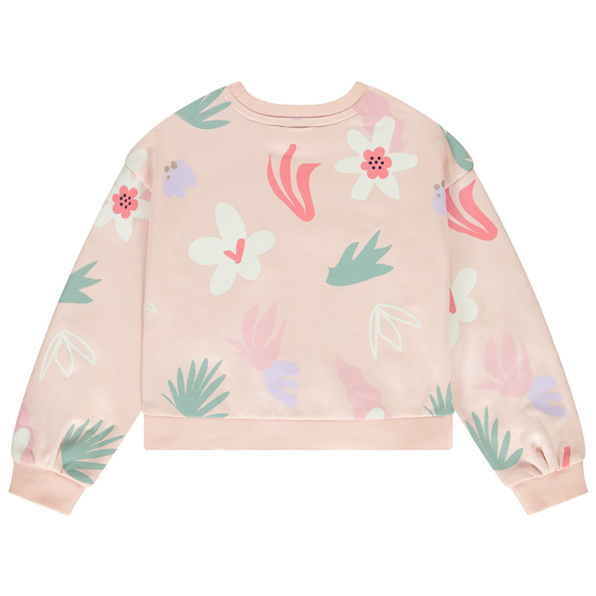 Sweat molleton imprimé avec puff print pailleté pour fille 
